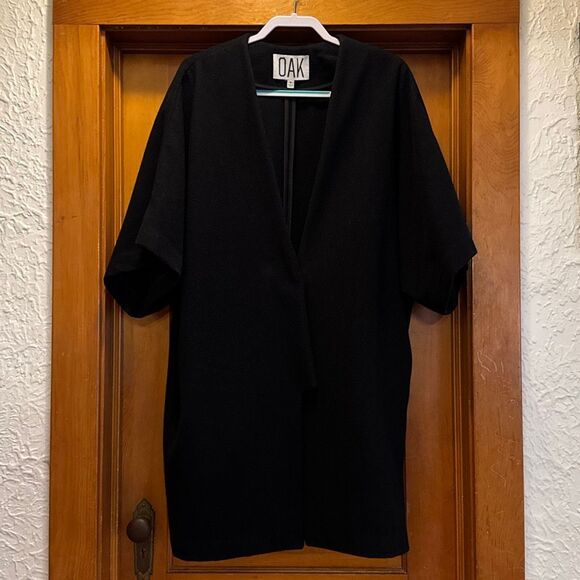 OAK NYC Black Wool Blend Half Sleeve Coat Oversized Women’s Small - Picture 1 of 8